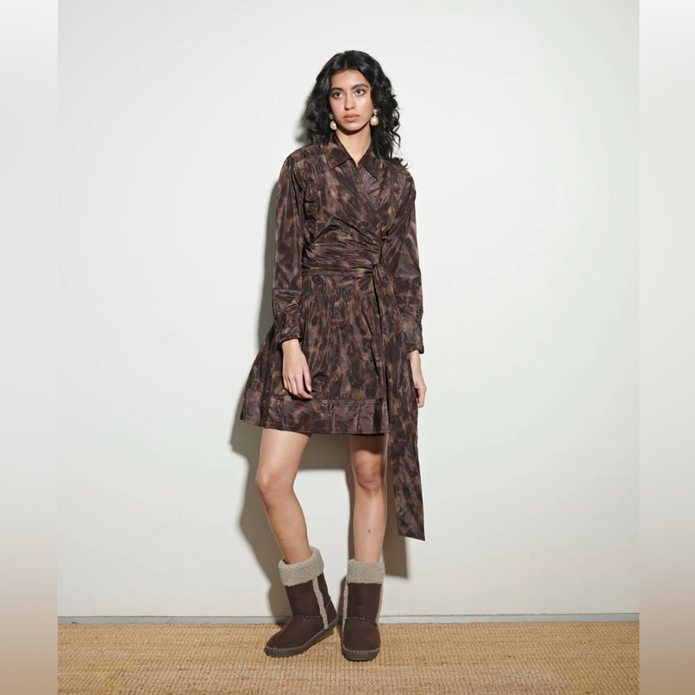Diane Von Furstenberg Abstract Leopard Wrap Dress | Designer Mini Dress